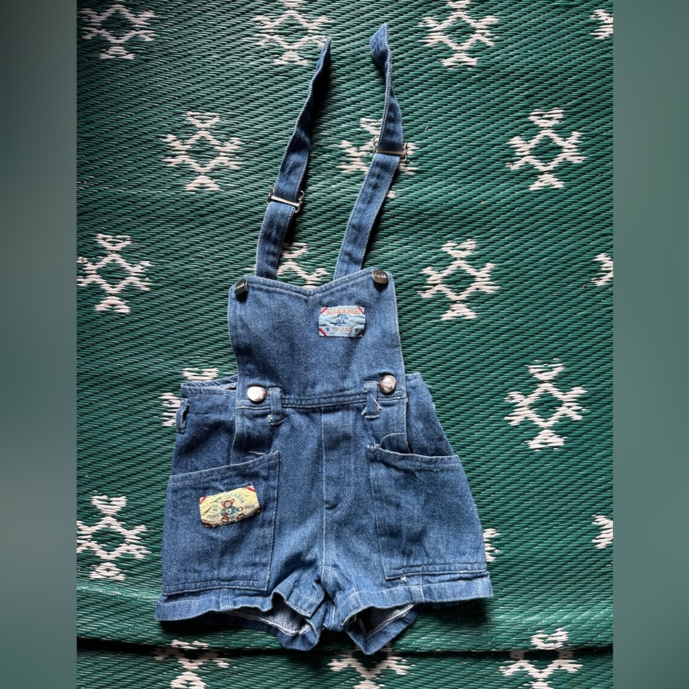 Popsicle Marango Island 90s Kids Denim Short Overalls Size 12 months